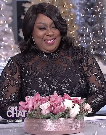 Loni's black damask dress on The Real