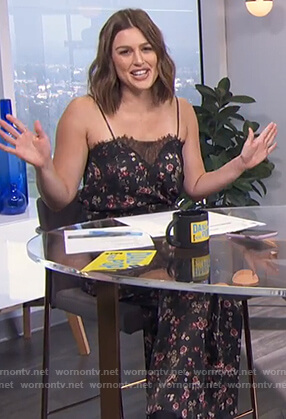 Carissa's black floral lace cami and pants on E! News Daily Pop