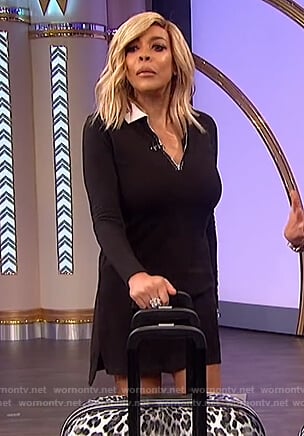 Wendy's black long sleeve polo dress on The Wendy Williams Show