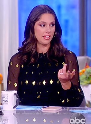 Abby's black metallic keyhole dress on The View