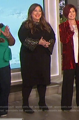 Carnie Wilson's black studded bell sleeve dress on The Talk