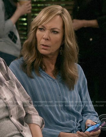 Bonnie's blue striped tie-front shirt on Mom