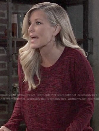Carly's red heathered top on General Hospital