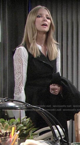 Christine's white lace sleeve blouse on The Young and the Restless