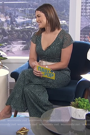 Carissa's green dotted sheer jumpsuit on E! News Daily Pop