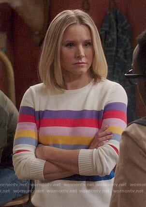 Eleanor's rainbow striped sweater on The Good Place
