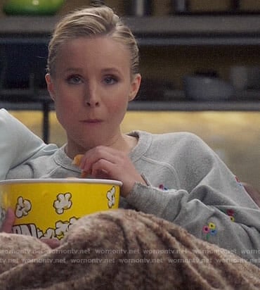 Eleanor's grey floral embroidered sweatshirt on The Good Place
