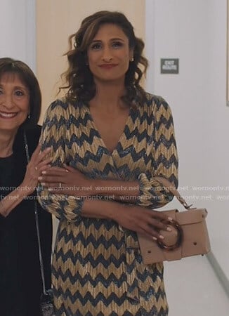 Emet's metallic zig zag stripe dress on I Feel Bad