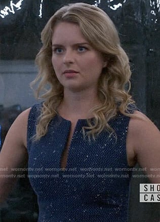 Eve's blue tweed dress on Supergirl