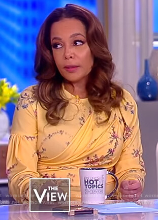 Sunny's yellow floral ruched dress on The View