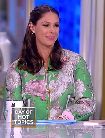 Abby's green floral print bomber jacket on The View