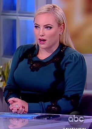 Meghan's green lace inset sweater on The View