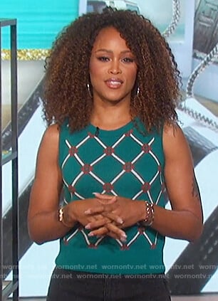 Eve's green argyle knit tank on The Talk