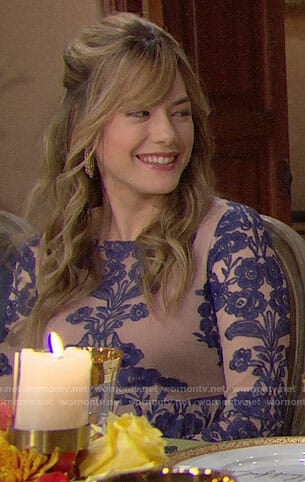 Hope's blue floral Thanksgiving dress on The Bold and the Beautiful