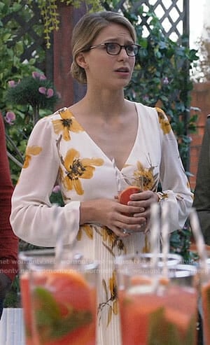 Kara's floral wrap dress on Supergirl