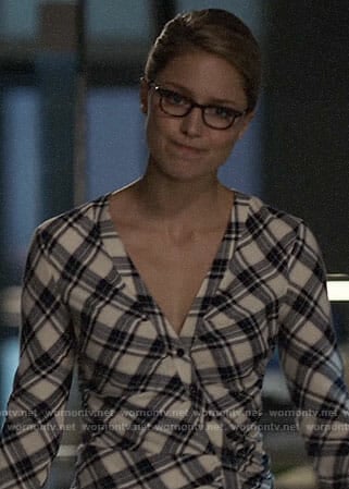 Kara's plaid button front dress on Supergirl