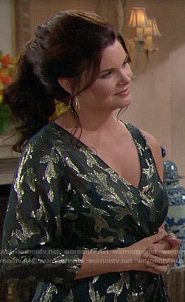 Katie's green Thanksgiving dress on The Bold and the Beautiful