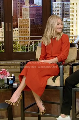 Kelly's red tie waist dress on Live with Kelly and Ryan