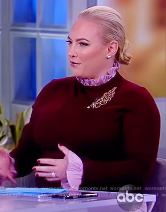 Meghan's burgundy layered sweater on The View