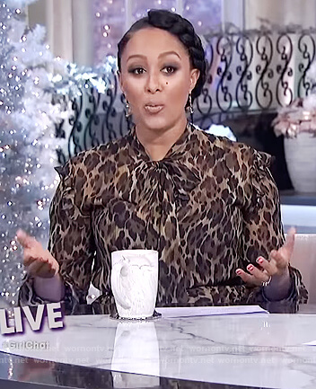 Tamera's tiered leopard print dress on The Real