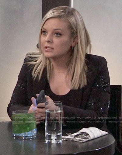 Maxie's black star embellished blazer on General Hospital
