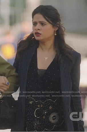Mel's moon and star embellished velvet top on Charmed