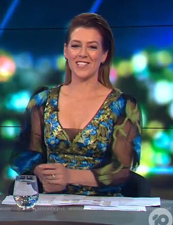Gorgi's embroidered floral tulle dress on The Project