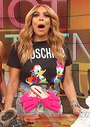 Wendy's black Moschino tee on The Wendy Williams Show