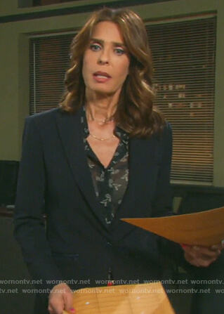 Hope's navy zip pockets blazer on Days of Our Lives