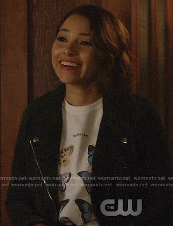 Nora's papilionem butterfly print tee on The Flash