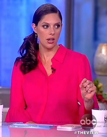 Abby's pink ruffle cuffs blouse on The View