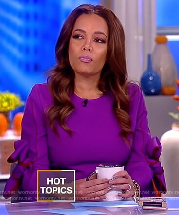 Sunny's purple bow sleeve blouse on The View