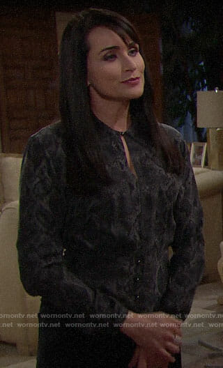 Quinn's grey snake print blouse on The Bold and the Beautiful