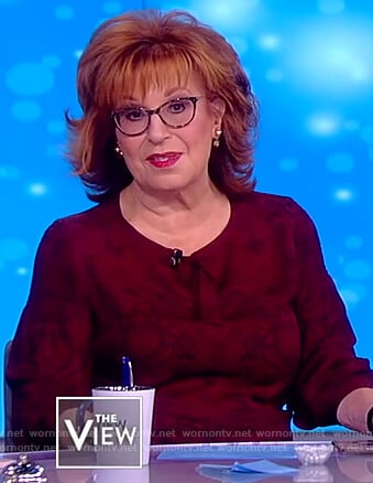 Joy's red print smocked blouse on The View