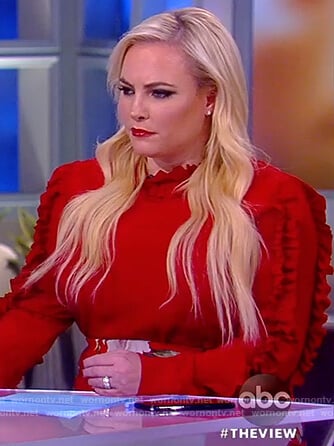 Meghan's red ruffled blouse on The View