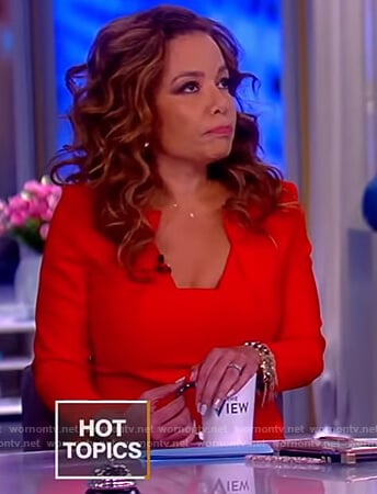 Sunny's red square neck top on The View