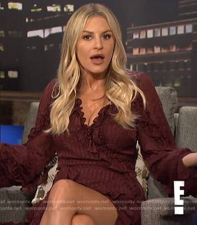 Morgan's red ruffle wrap dress on E! News Nightly Pop