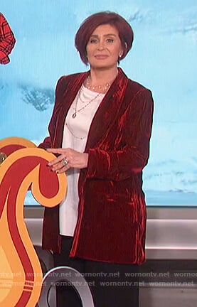 Sharon's red velvet blazer on The Talk
