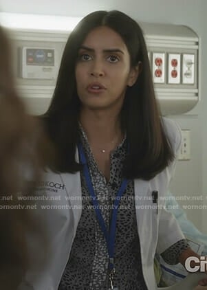 Saanvi's grey leopard print shirt on Manifest