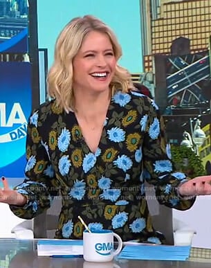 Sara's black floral long sleeve dress on GMA Day