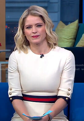 Sara's white button detail dress on GMA Day