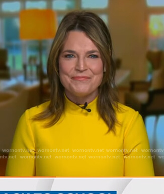 Savannah's yellow mock neck bell sleeve top on Today