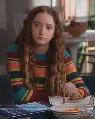 Mae's striped sweater on Splitting Up Together