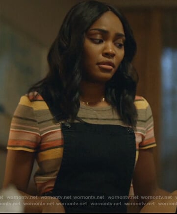 Jennifer's multicolored striped tee on Black Lightning
