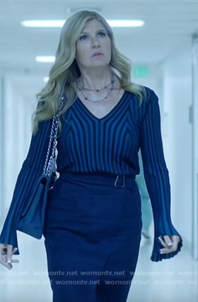 Debra's striped v-neck sweater on Dirty John