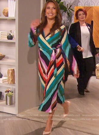 Carrie's striped wrap dress on The Talk