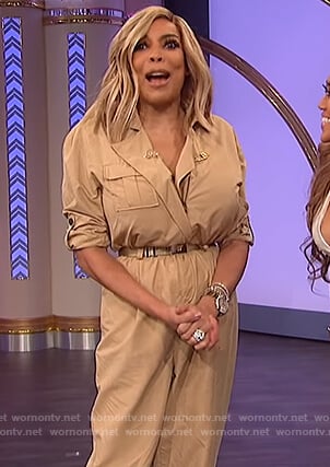 Wendy's beige utility jumpsuit on The Wendy Williams Show