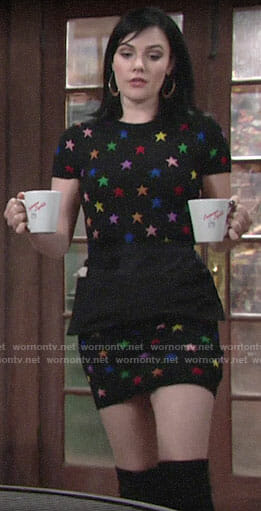 Tessa's rainbow star print dress on The Young and the Restless