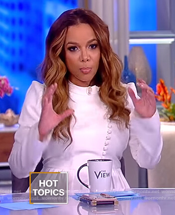 Sunny's white button front mini dress on The View