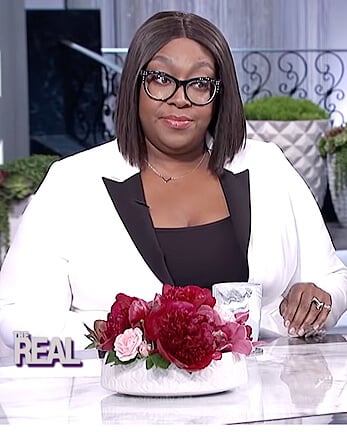 Loni's white contrast blazer on The Real